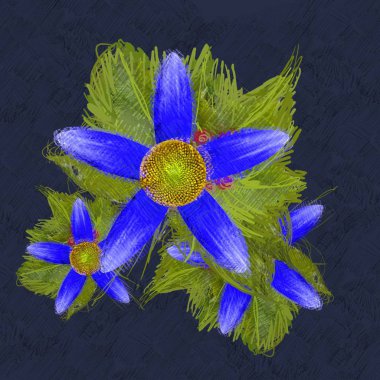 Mavi arka planda güzel çiçekler