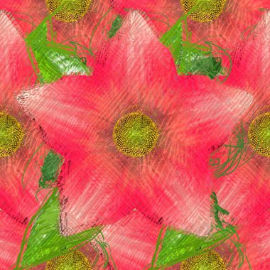 Dağınık tarzda çiçek çizim, grungy arka plan.