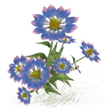 Beyaz arka planda izole dağınık grungy çiçekler