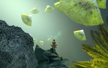 sahilde yeşil balık