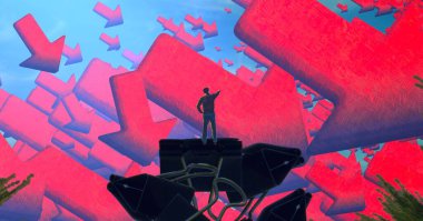 Soyut renkli arka plan, hayal gücü kavramı insan silueti.