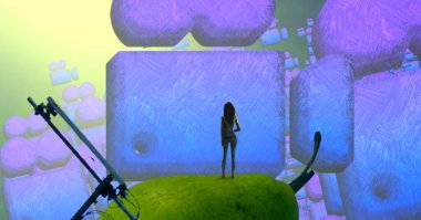 yeşil bir arka plan üzerinde iki orkide