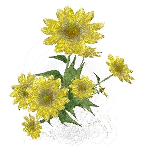 Aquarell Blumen Auf Weißem Hintergrund — Stockfoto