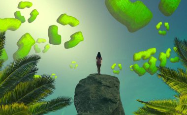 Kumsaldaki yeşil ağaç