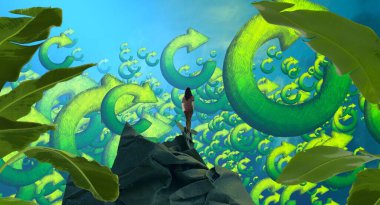 Mavi arka planda güzel çiçekler