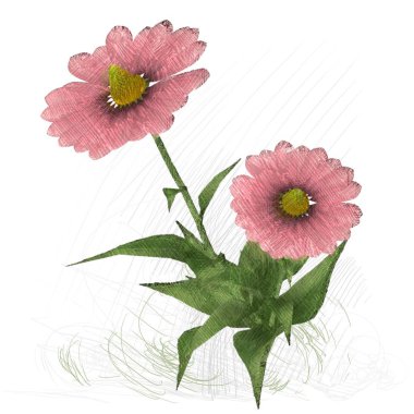 beyaz zemin üzerine suluboya çiçek