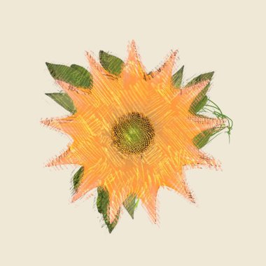 Dekoratif çiçek resmi. Çiçek İllüstrasyon. Vintage botanik sanat. El yapımı çizim. 