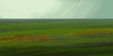 Guaj veya akrilik boyalar ile çizim dağların Manzara