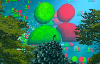 Balonlu yeşil ağaç