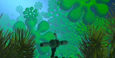 Soyut renkli arka plan, hayal gücü kavramı insan silueti.