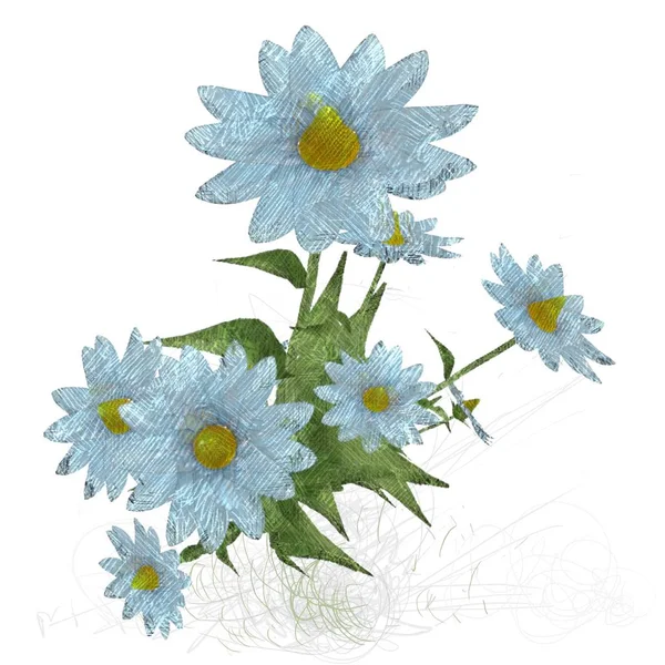 Beyaz Zemin Üzerine Suluboya Çiçek — Stok fotoğraf
