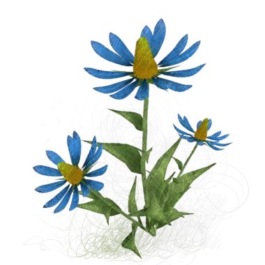 Beyaz arka planda izole dağınık grungy çiçekler