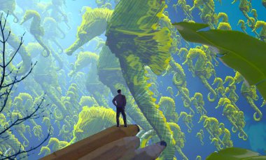 havuzda yeşil balık