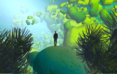 yeşil gökyüzü ile noel ağacı