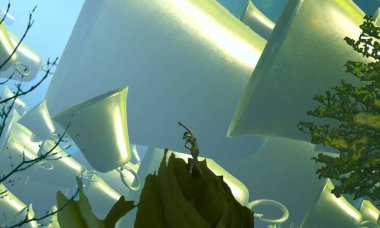 2d illüstrasyon. Soyut rüya gibi motivasyonel görüntü. Hayali dünyada bir kişinin rüyada olması nın illüstrasyonu.