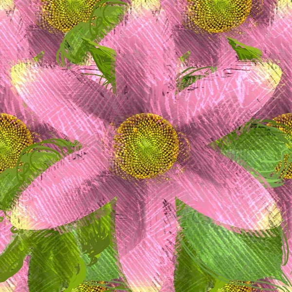 Квітковий Малюнок Безладному Стилі Гранжевий Фон — стокове фото