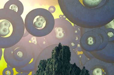 Soyut renkli arka plan, hayal gücü kavramı insan silueti.