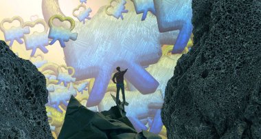 Bir kayanın üzerinde oturan adam