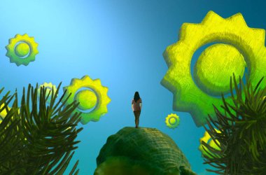 Güneş ile yeşil ağaç