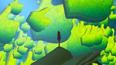 yeşil damla ile karikatür arka plan