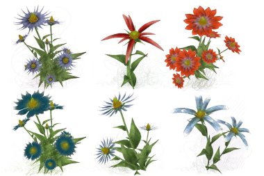 Beyaz arka planda güzel suluboya çiçekler