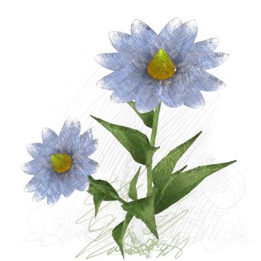 Beyaz arka planda izole dağınık grungy çiçekler