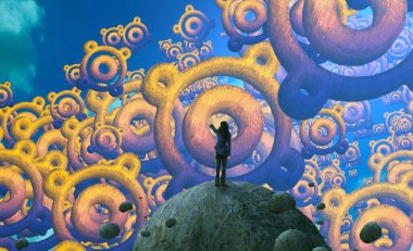 renkli ve mavi arka plan