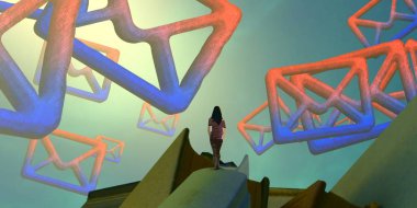 Modern bir oda 3d illüstrasyon