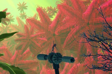 Noel ağacı arka planda