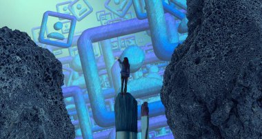 Kumsalda oturan kadın.