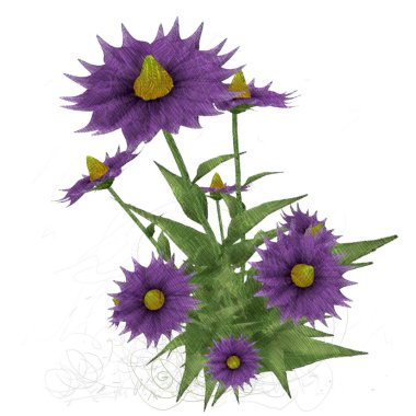 Beyaz arka planda izole dağınık grungy çiçekler