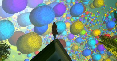 Renkli çiçekler ve kelebeklerle soyut bir arkaplan