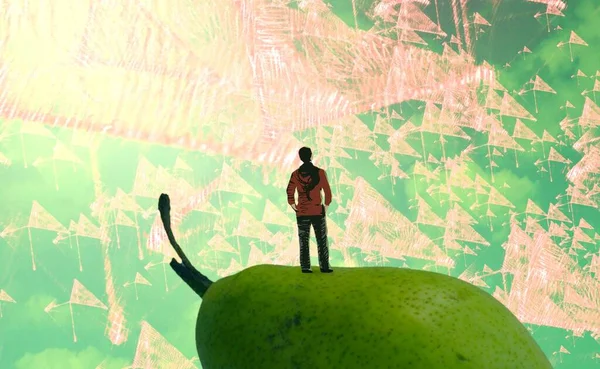 Hombre Con Una Manzana — Foto de Stock