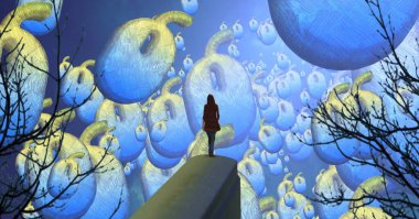 bir toprak ile mavi arka plan