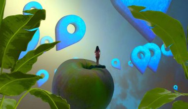 bir ağaç ile bir kadın kompozit görüntü