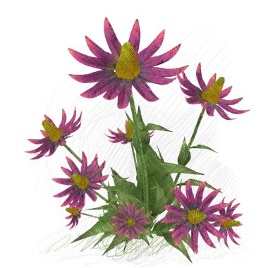 Beyaz arka planda izole dağınık grungy çiçekler