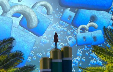 bilgisayar ile dijital arka plan