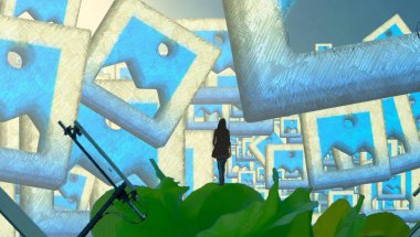 kopya alanı ile arka plan için sanatsal renkli illüstrasyon