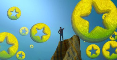 Soyut renkli arka plan, hayal gücü kavramı insan silueti.