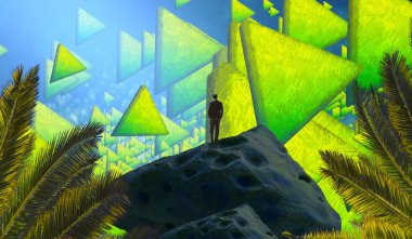 tropikal soyut illüstrasyon