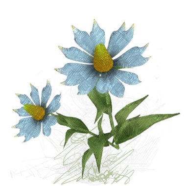 Beyaz arka planda izole dağınık grungy çiçekler