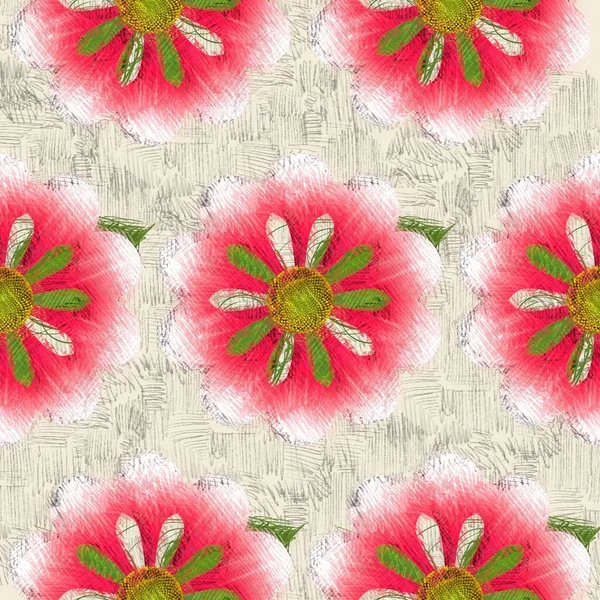 Dibujo Floral Estilo Desordenado Fondo Grueso —  Fotos de Stock