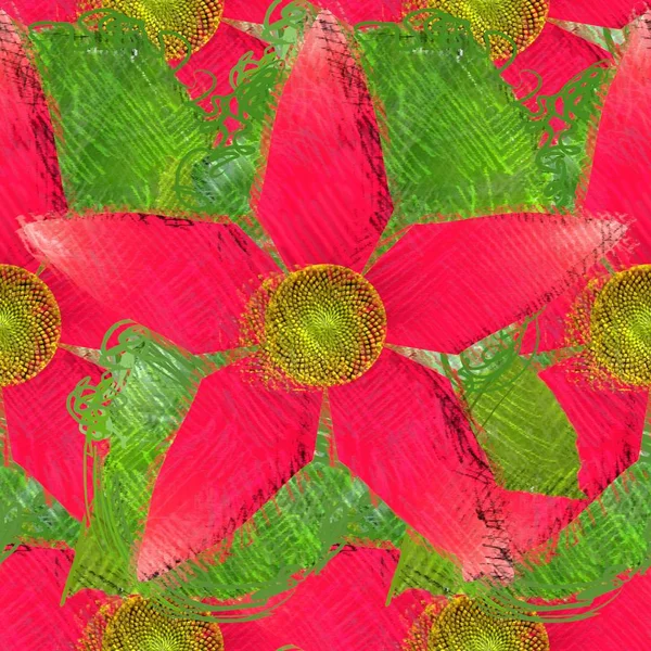 Desenho Floral Estilo Bagunçado Fundo Grungy — Fotografia de Stock