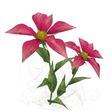 Beyaz arka planda izole dağınık grungy çiçekler