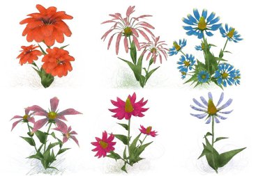 Beyaz arka planda güzel suluboya çiçekler