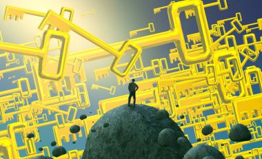 duvarda çalışan işadamı