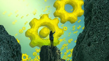 Siyah arkaplanda sarı ağaç