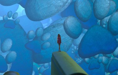 Soyut renkli arka plan, hayal gücü kavramı insan silueti.