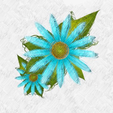 Beyaz arkaplanda renkli çiçekler