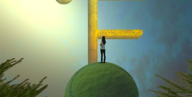 Yeşil toplu güzel kadın.